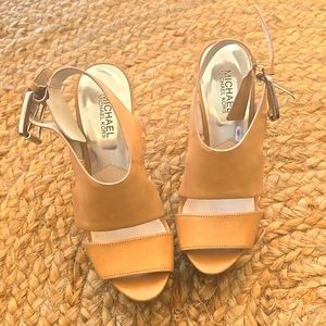 Michael Kors Carla Taupe Leather Heel